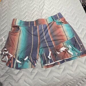 Crazy Train Serape Fringe Shorts